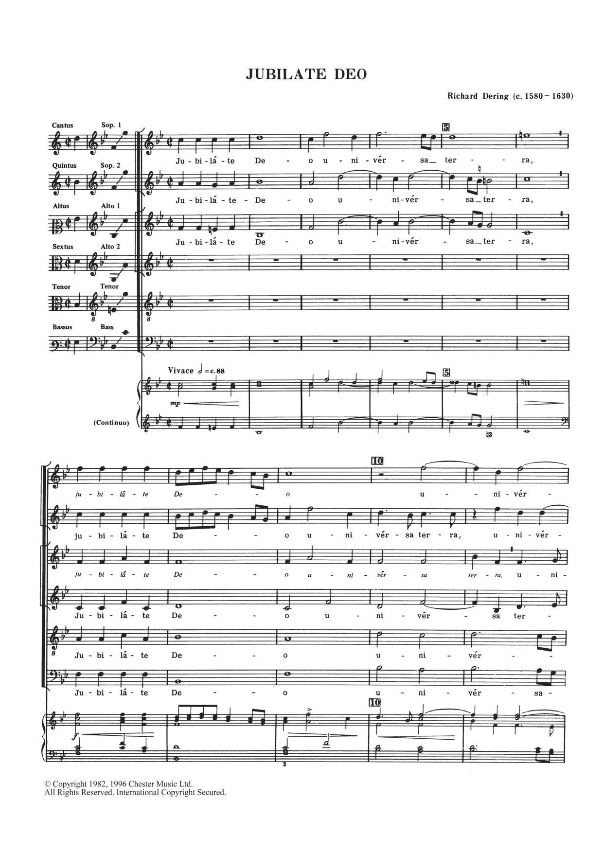 Richard Dering Jubilate Deo sheet music notes and chords arranged for SATB Choir