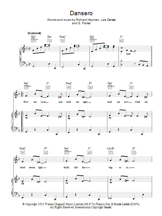 Richard Hayman Dansero sheet music notes and chords arranged for Piano, Vocal & Guitar Chords