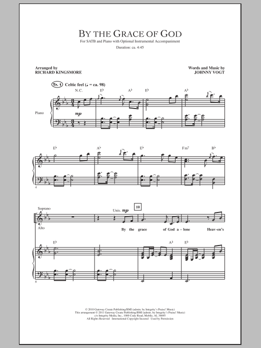 Richard Kingsmore By The Grace Of God sheet music notes and chords arranged for SATB Choir