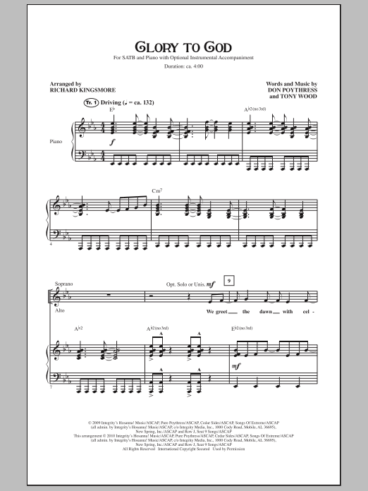 Richard Kingsmore Glory To God sheet music notes and chords arranged for SATB Choir