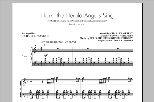 Richard Kingsmore Hark! The Herald Angels Sing sheet music notes and chords arranged for SATB Choir