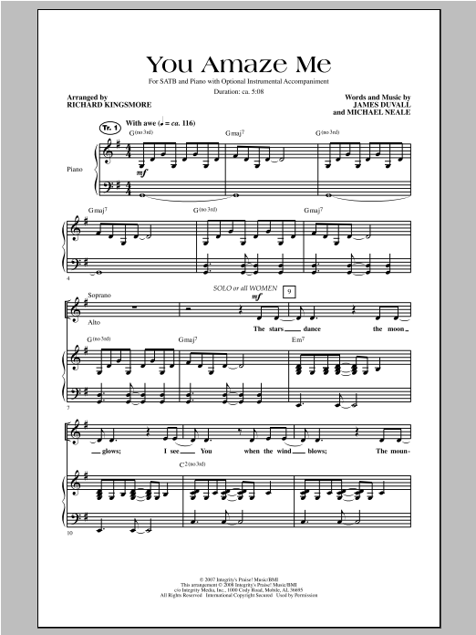 Richard Kingsmore You Amaze Me sheet music notes and chords arranged for SATB Choir