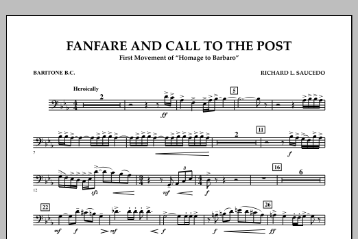 Richard L. Saucedo Fanfare and Call to the Post - Baritone B.C. sheet music notes and chords arranged for Concert Band