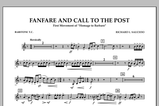 Richard L. Saucedo Fanfare and Call to the Post - Baritone T.C. sheet music notes and chords arranged for Concert Band