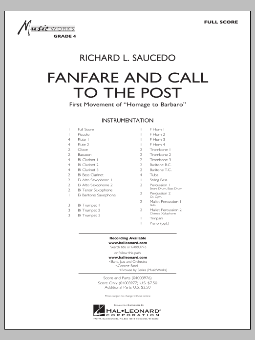Richard L. Saucedo Fanfare and Call to the Post - Conductor Score (Full Score) sheet music notes and chords arranged for Concert Band