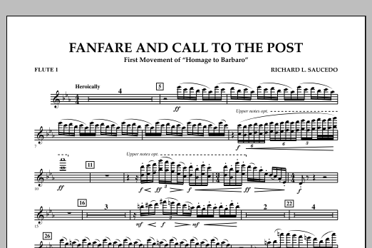 Richard L. Saucedo Fanfare and Call to the Post - Flute 1 sheet music notes and chords arranged for Concert Band