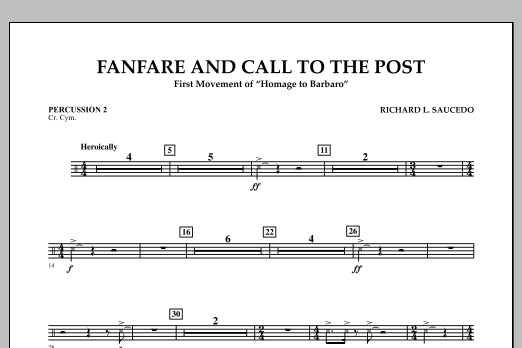 Richard L. Saucedo Fanfare and Call to the Post - Percussion 2 sheet music notes and chords arranged for Concert Band