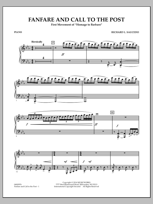 Richard L. Saucedo Fanfare and Call to the Post - Piano sheet music notes and chords arranged for Concert Band