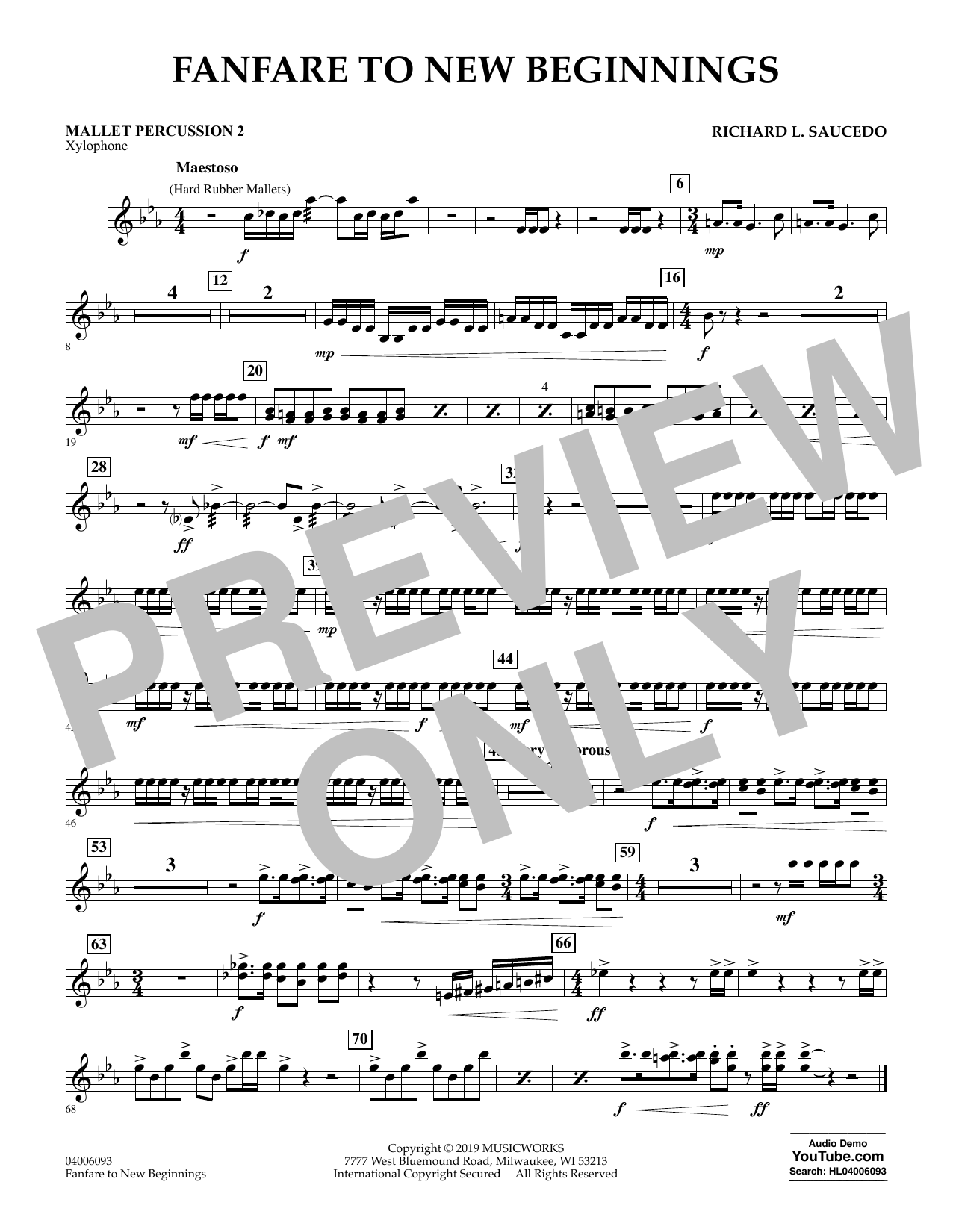 Richard L. Saucedo Fanfare for New Beginnings - Mallet Percussion 2 sheet music notes and chords arranged for Concert Band