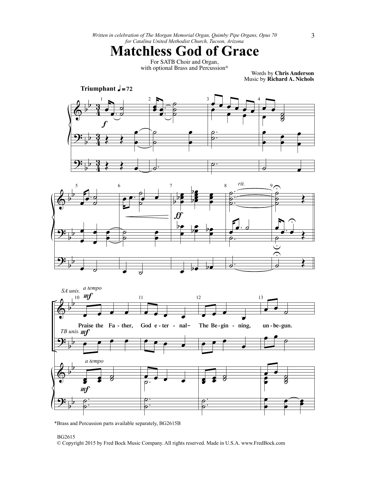 Richard Nichols Matchless God Of Grace sheet music notes and chords arranged for SATB Choir