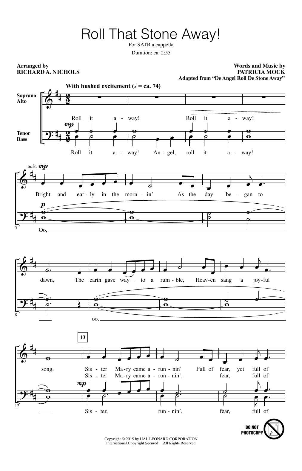 Richard Nichols Roll That Stone Away! sheet music notes and chords arranged for SATB Choir