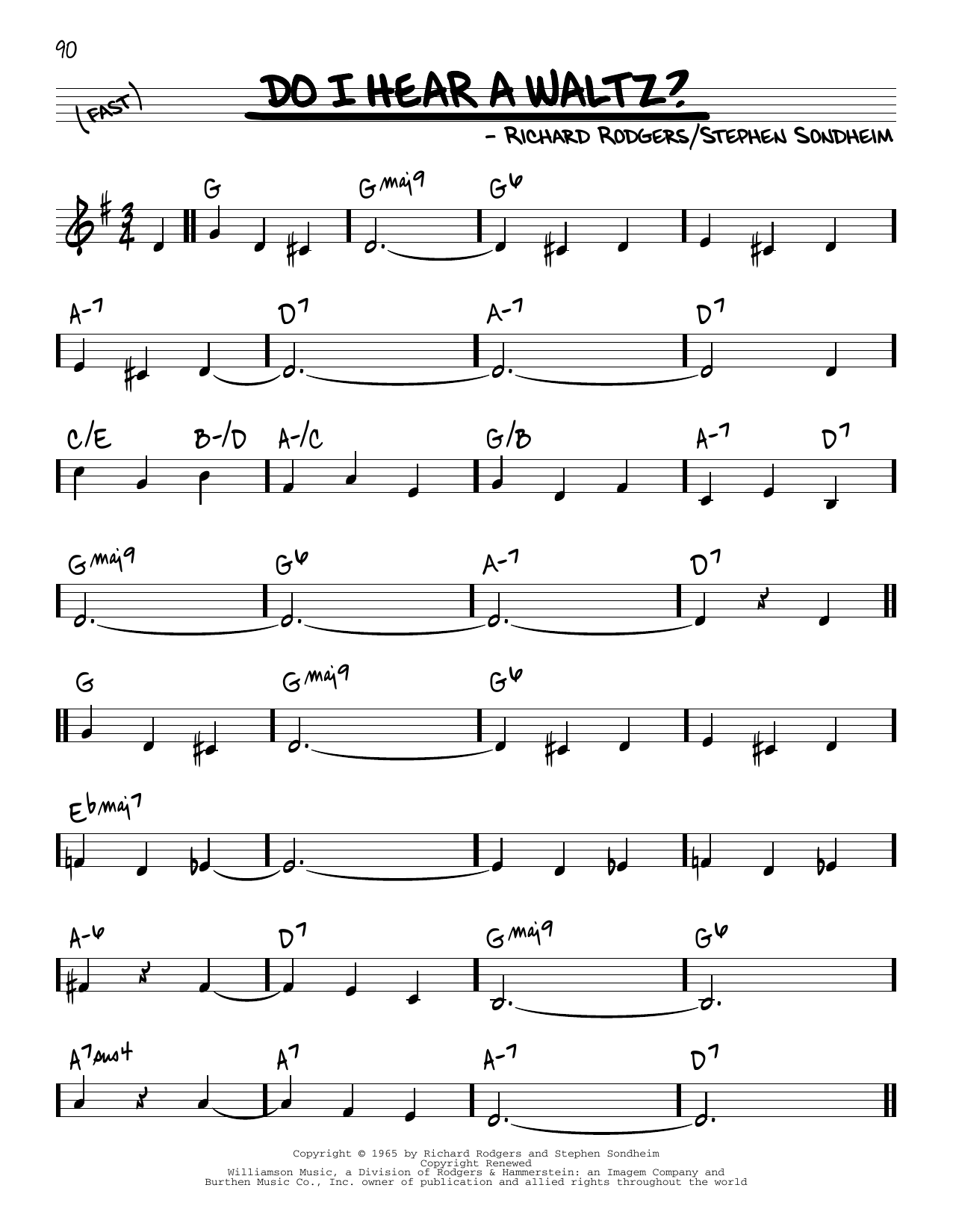 Richard Rodgers and Stephen Sondheim Do I Hear A Waltz? sheet music notes and chords arranged for Real Book – Melody & Chords