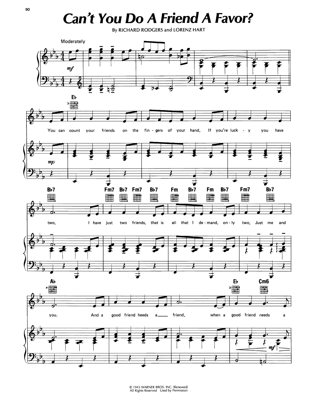 Richard Rodgers Can't You Do A Friend A Favor? (from A Connecticut Yankee) sheet music notes and chords arranged for Piano, Vocal & Guitar Chords (Right-Hand Melody)