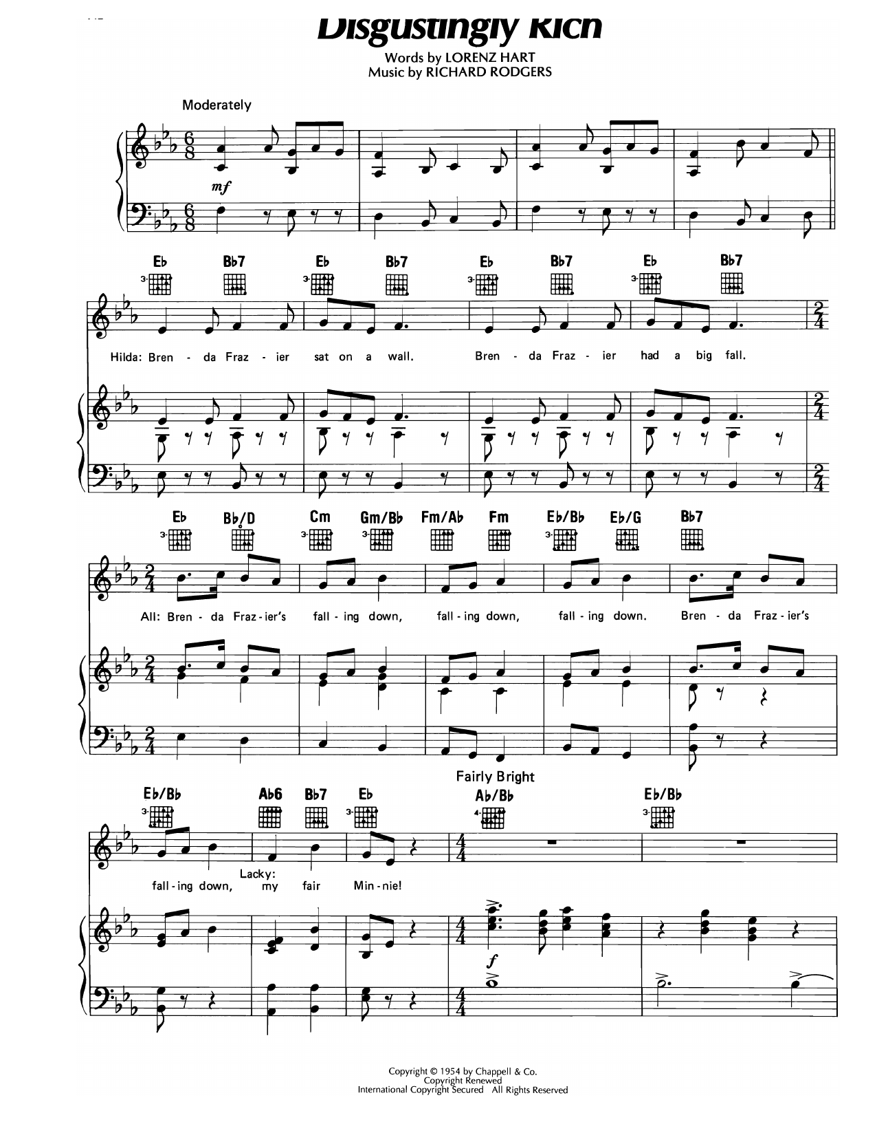 Richard Rodgers Disgustingly Rich (from Higher And Higher) sheet music notes and chords arranged for Piano, Vocal & Guitar Chords (Right-Hand Melody)