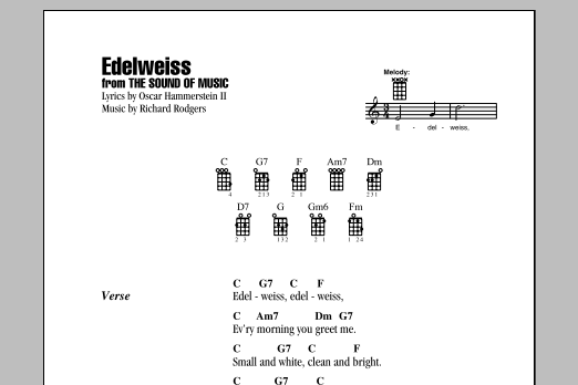 Richard Rodgers Edelweiss sheet music notes and chords arranged for Ukulele Chords/Lyrics
