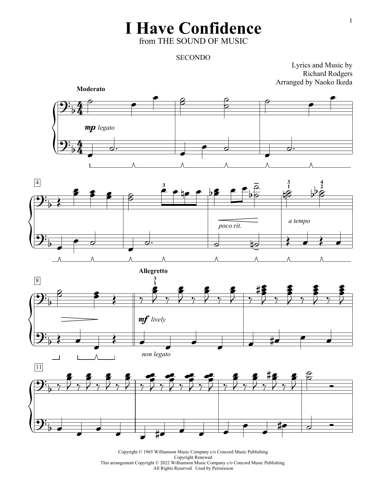Richard Rodgers I Have Confidence (from The Sound Of Music) (arr. Naoko Ikeda) sheet music notes and chords arranged for Piano Duet