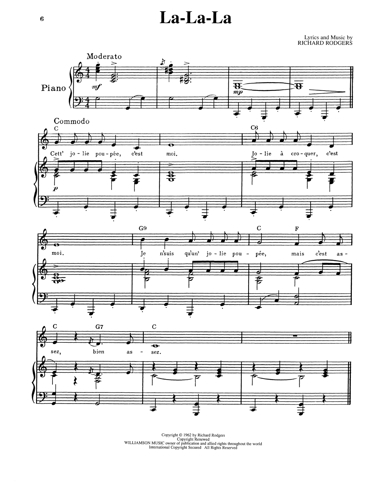 Richard Rodgers La-La-La (from No Strings) sheet music notes and chords arranged for Piano & Vocal