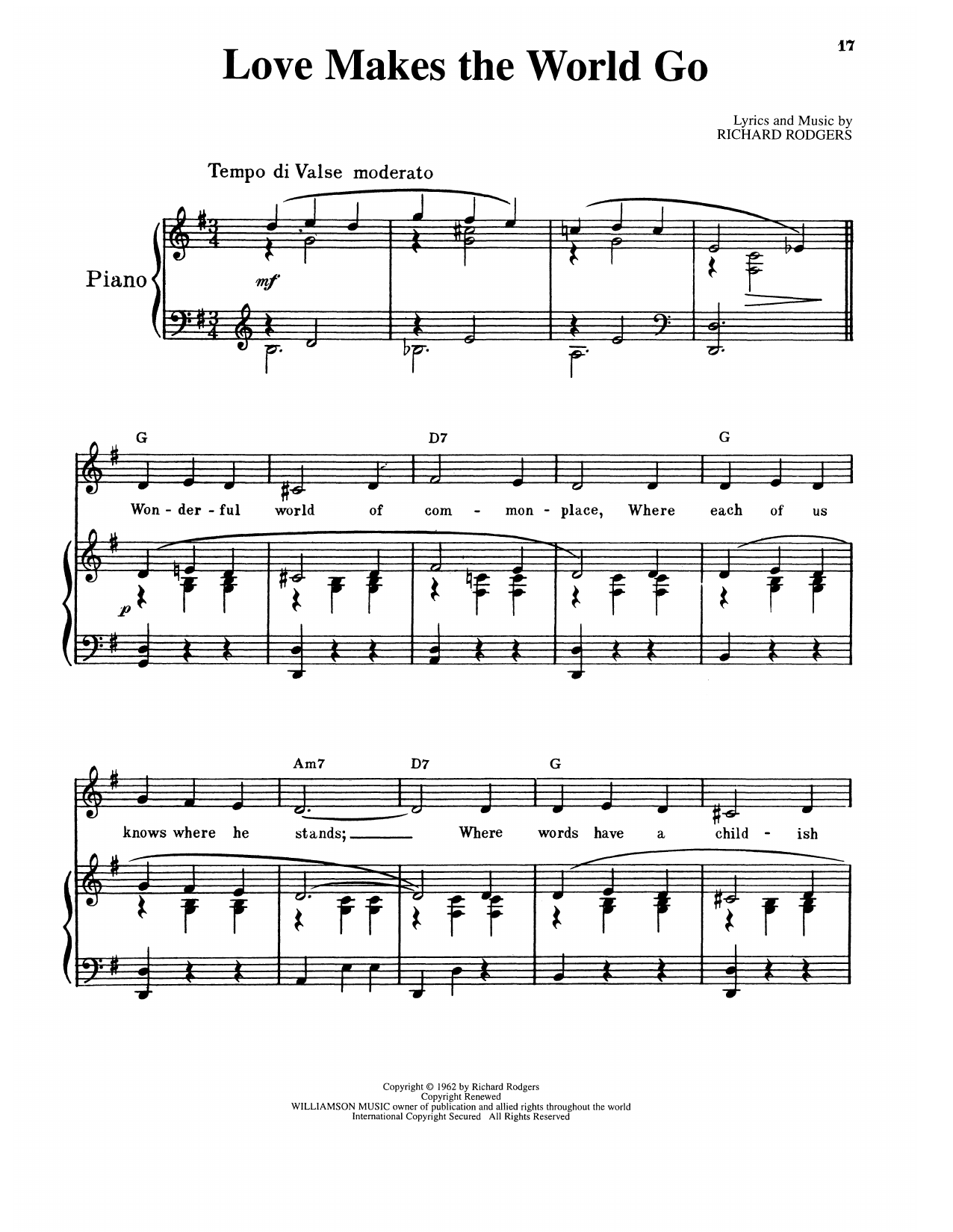 Richard Rodgers Love Makes The World Go (from No Strings) sheet music notes and chords arranged for Piano & Vocal
