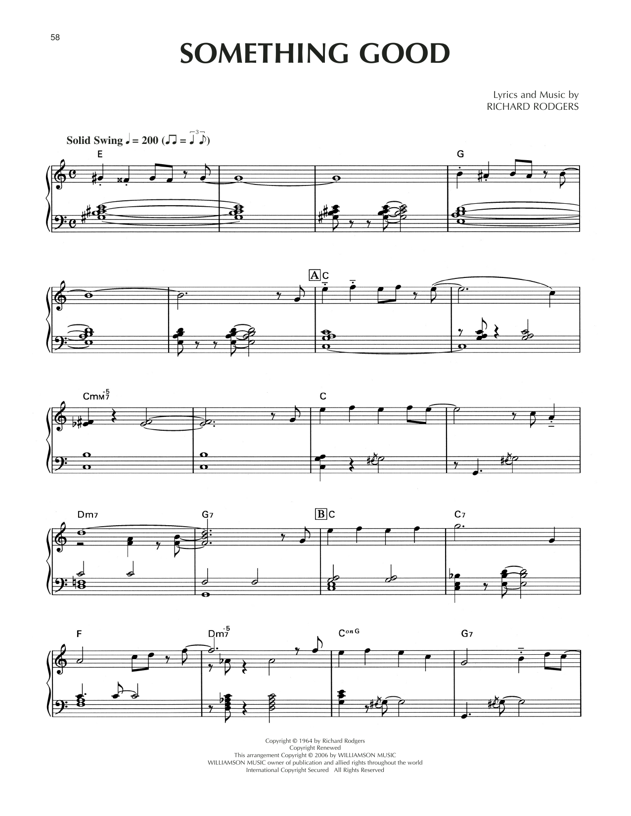 Rodgers & Hammerstein Something Good [Jazz version] (from The Sound Of Music) sheet music notes and chords arranged for Piano Solo