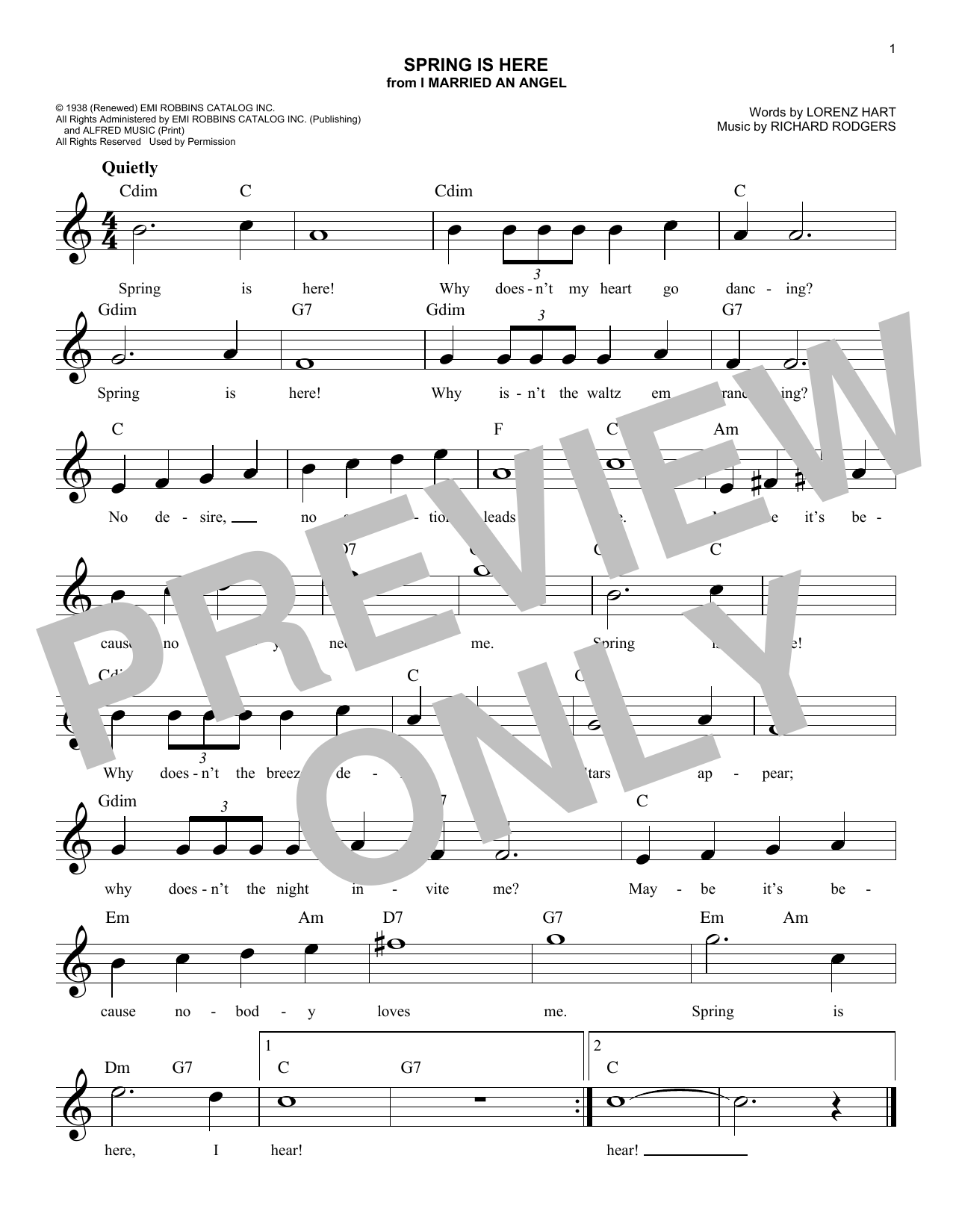 Richard Rodgers Spring Is Here sheet music notes and chords arranged for Lead Sheet / Fake Book