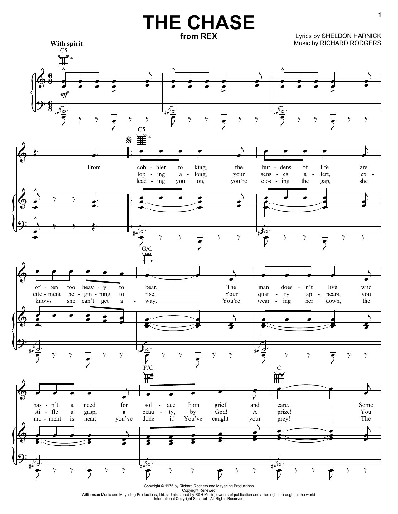 Richard Rodgers The Chase sheet music notes and chords arranged for Piano, Vocal & Guitar Chords (Right-Hand Melody)