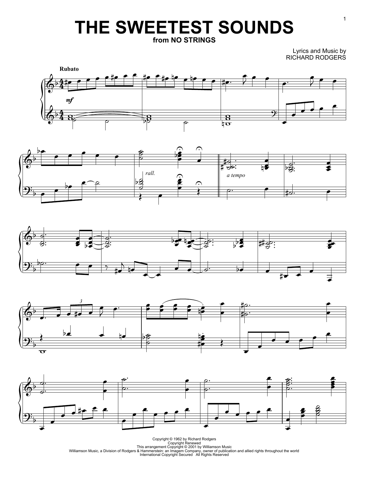 Richard Rodgers The Sweetest Sounds (arr. Al Lerner) sheet music notes and chords arranged for Piano Solo