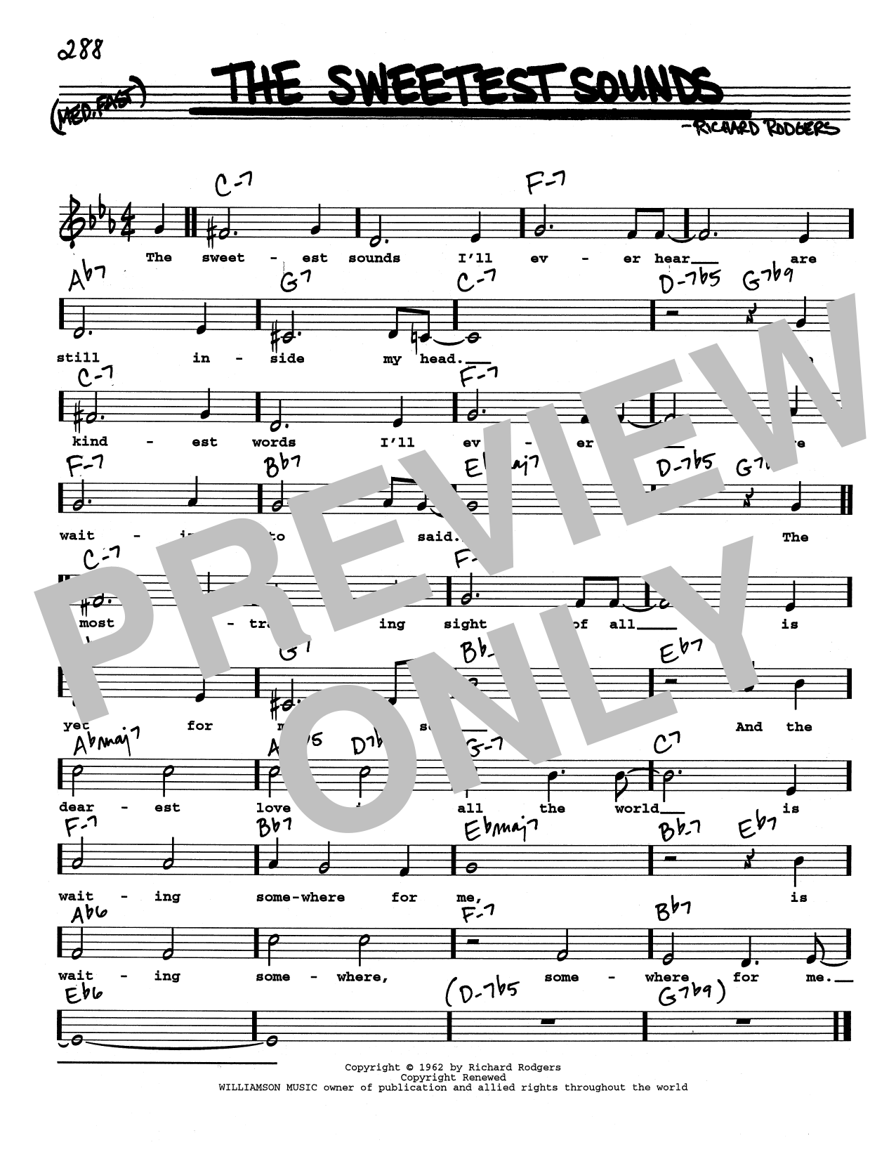 Richard Rodgers The Sweetest Sounds (Low Voice) sheet music notes and chords arranged for Real Book – Melody, Lyrics & Chords