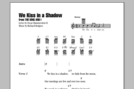 Richard Rodgers We Kiss In A Shadow sheet music notes and chords arranged for Ukulele Chords/Lyrics
