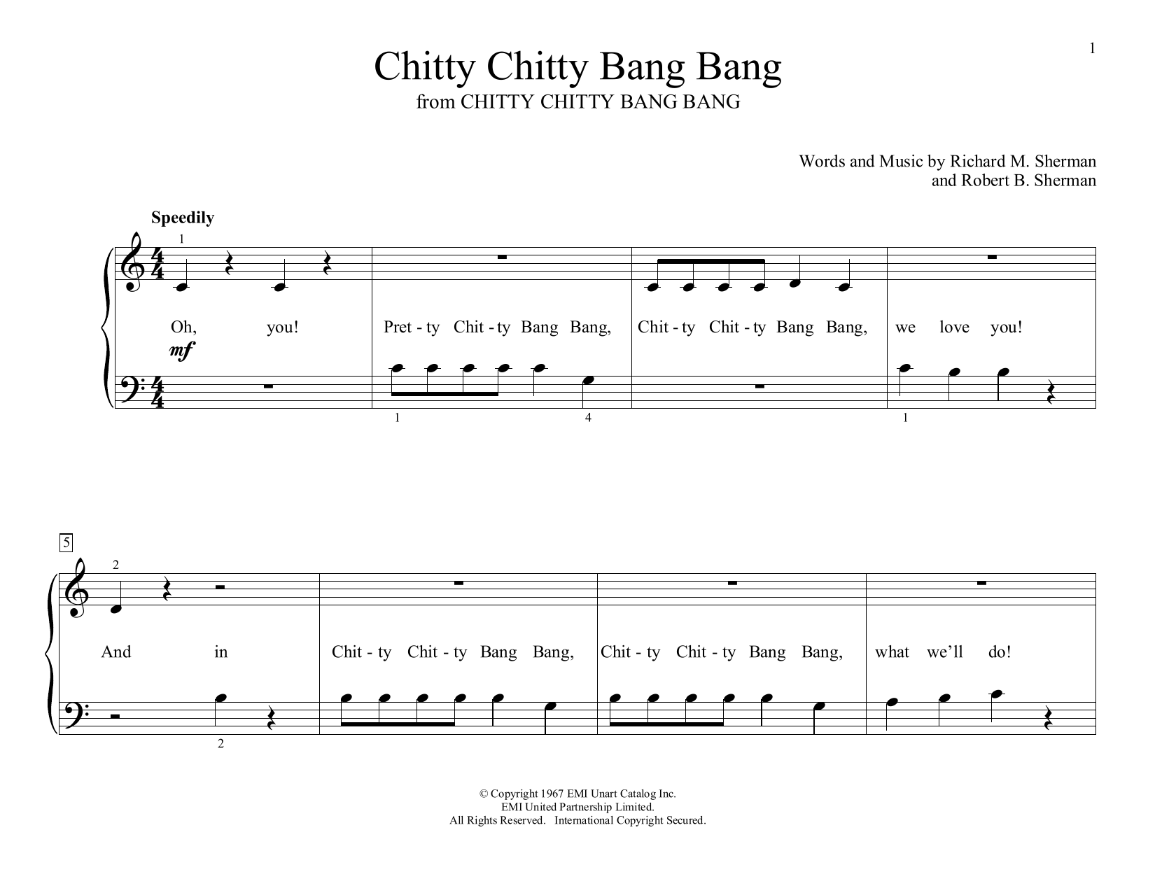 Richard Sherman & Robert Sherman Chitty Chitty Bang Bang (arr. Christopher Hussey) sheet music notes and chords arranged for Educational Piano