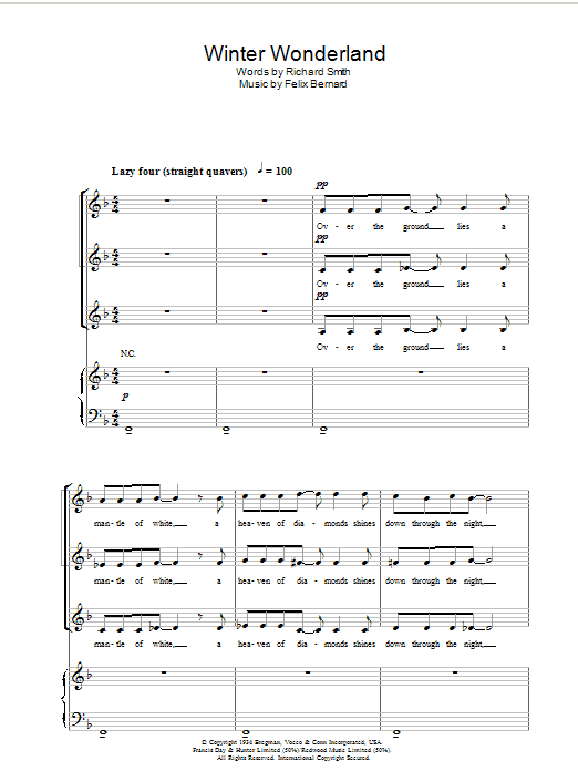 Richard Smith Winter Wonderland (arr. Berty Rice) sheet music notes and chords arranged for 3-Part Mixed Choir