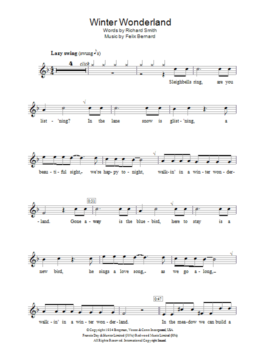 Richard Smith Winter Wonderland sheet music notes and chords arranged for Lead Sheet / Fake Book