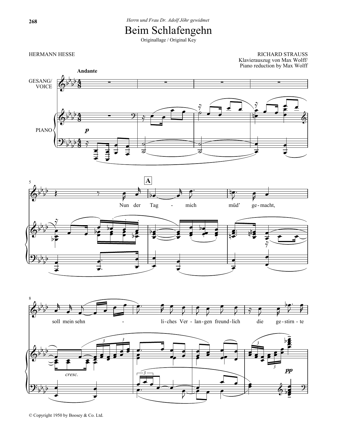 Richard Strauss Beim Schlafengehn (High Voice) sheet music notes and chords arranged for Piano & Vocal
