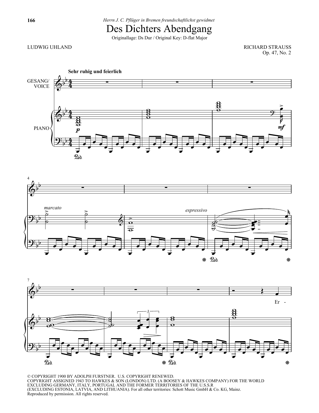 Richard Strauss Des Dichters Abendgang (Low Voice) sheet music notes and chords arranged for Piano & Vocal