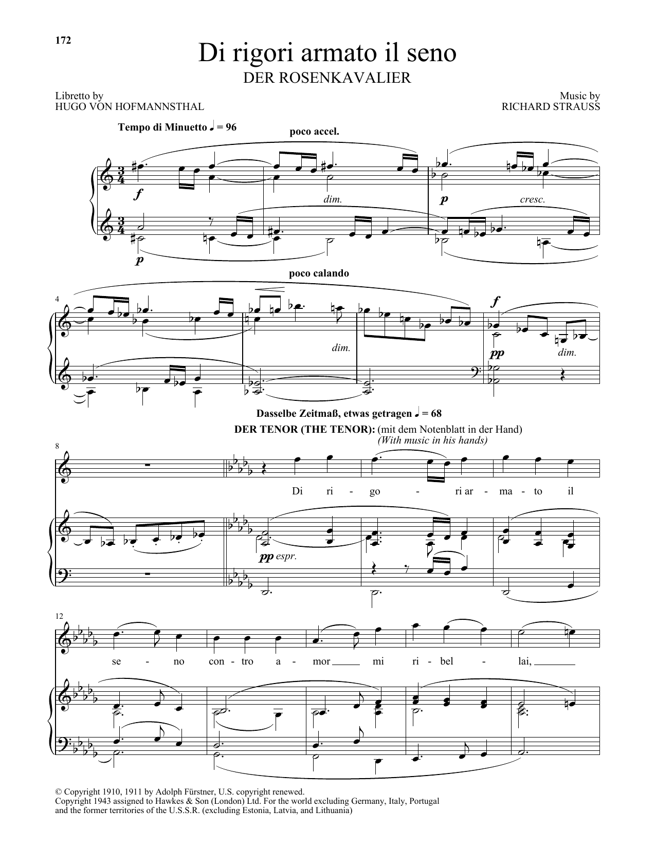 Richard Strauss Di Rigori Armato Il Seno sheet music notes and chords arranged for Piano & Vocal