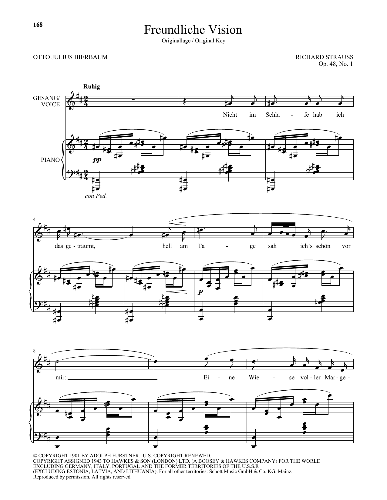 Richard Strauss Freundliche Vision (High Voice) sheet music notes and chords arranged for Piano & Vocal
