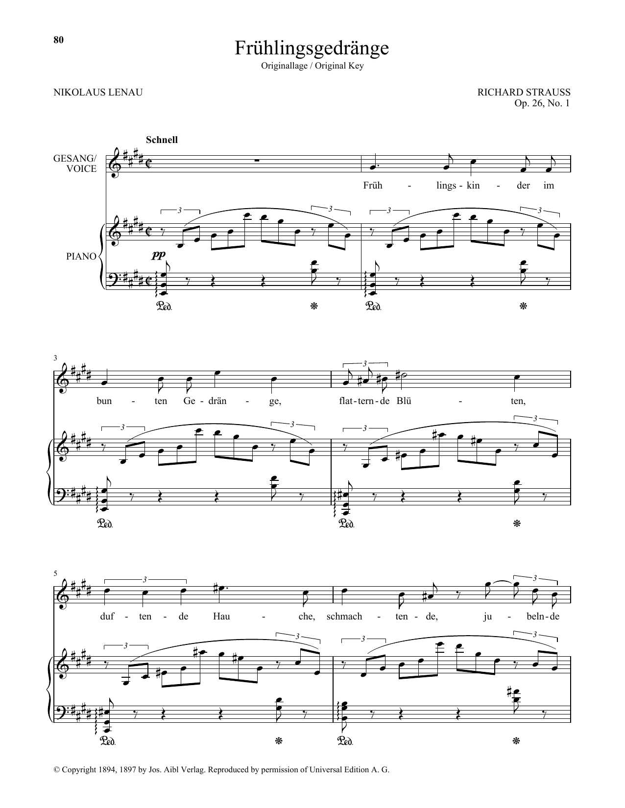 Richard Strauss Fruhlingsgedrange (High Voice) sheet music notes and chords arranged for Piano & Vocal