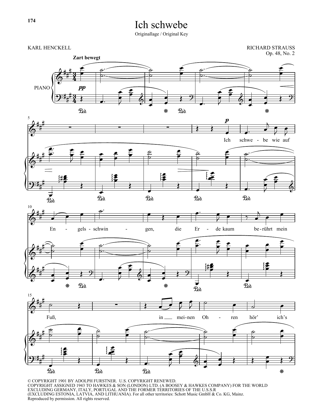 Richard Strauss Ich Schwebe (High Voice) sheet music notes and chords arranged for Piano & Vocal