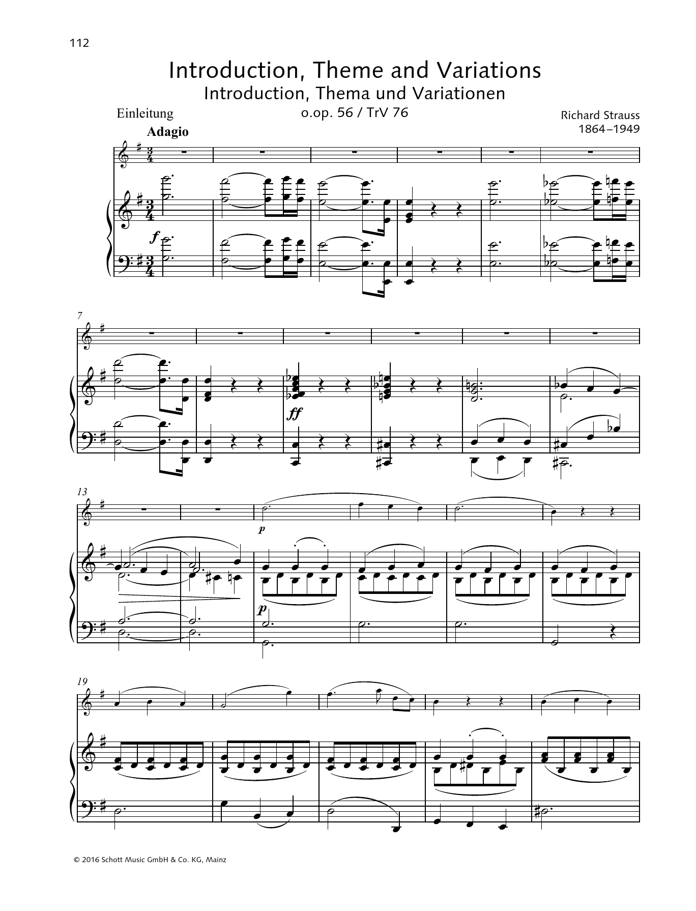 Richard Strauss Introduction, Theme and Variations sheet music notes and chords arranged for Woodwind Solo