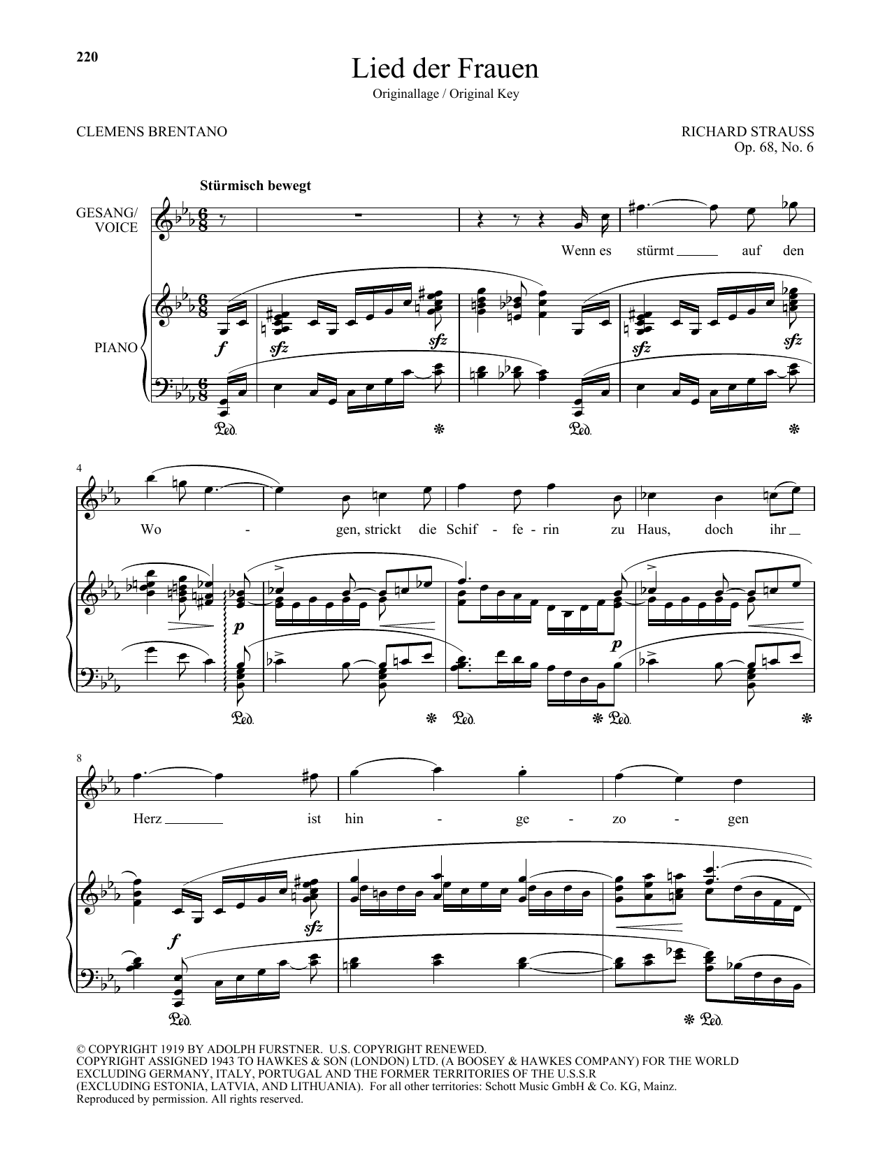 Richard Strauss Lied Der Frauen (High Voice) sheet music notes and chords arranged for Piano & Vocal