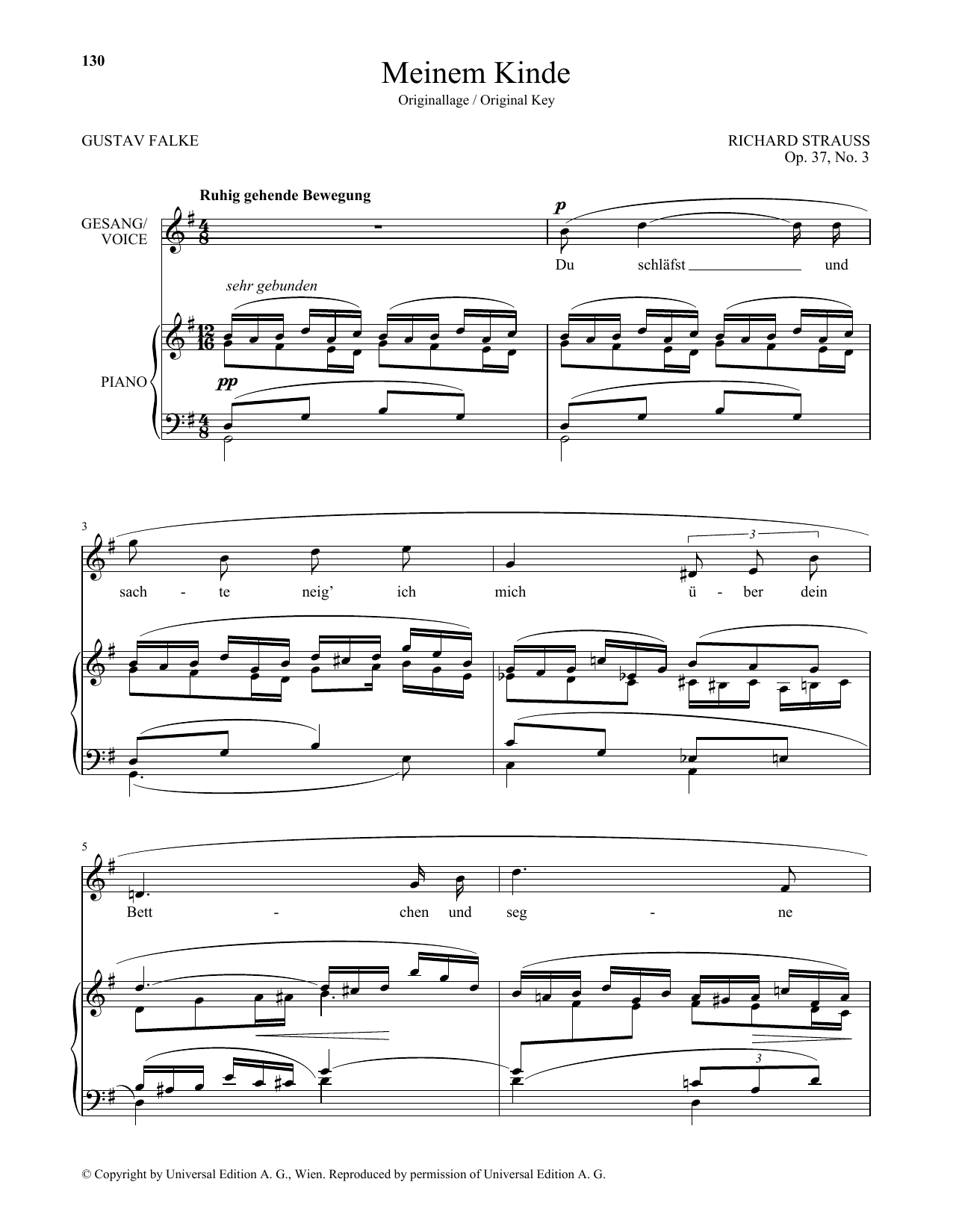 Richard Strauss Meinem Kinde (High Voice) sheet music notes and chords arranged for Piano & Vocal