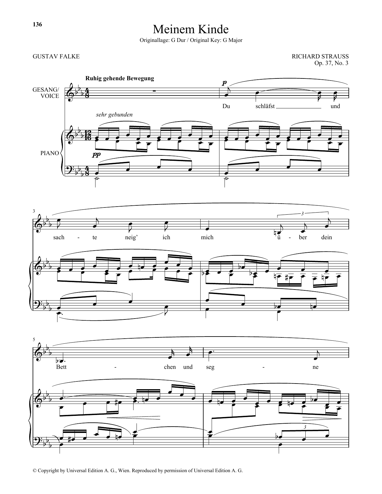 Richard Strauss Meinem Kinde (Low Voice) sheet music notes and chords arranged for Piano & Vocal