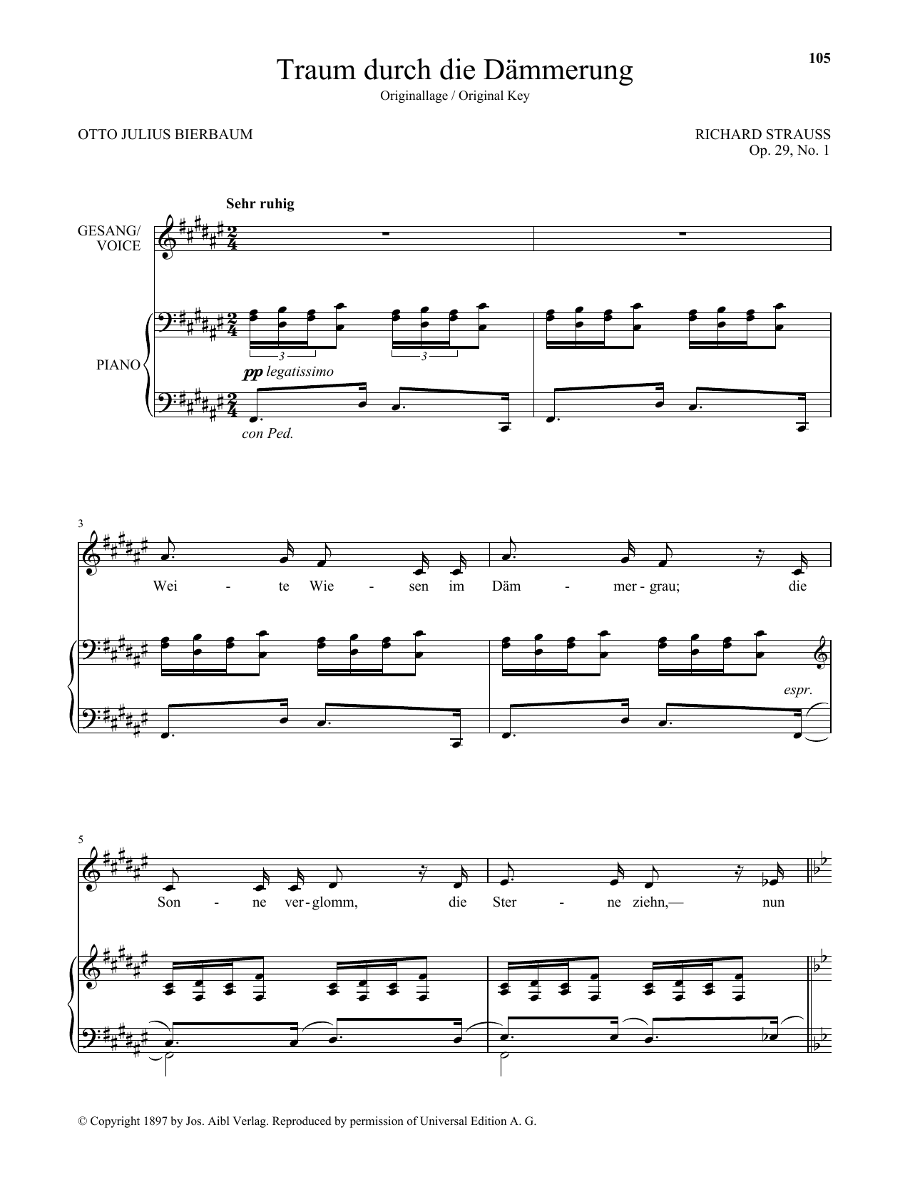 Richard Strauss Traum Durch Die Dammerung (High Voice) sheet music notes and chords arranged for Piano & Vocal