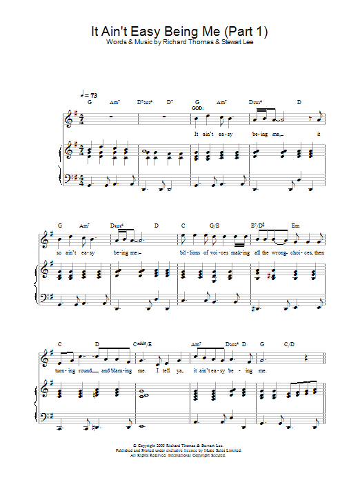 Richard Thomas It Ain't Easy Being Me (Part 1) (from Jerry Springer The Opera) sheet music notes and chords arranged for Piano, Vocal & Guitar Chords