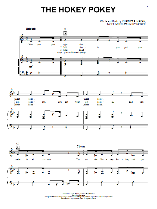 Richard Thompson The Hokey Pokey sheet music notes and chords arranged for Piano, Vocal & Guitar Chords (Right-Hand Melody)