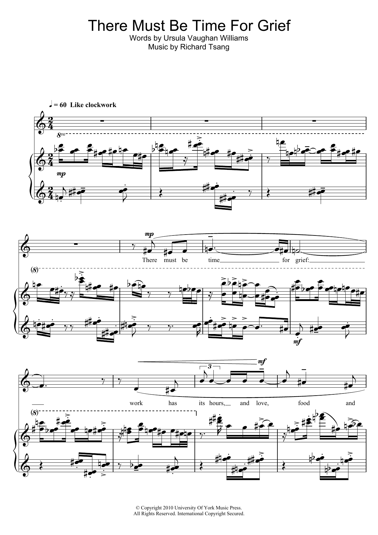 Richard Tsang There Must Be Time For Grief sheet music notes and chords arranged for Piano & Vocal