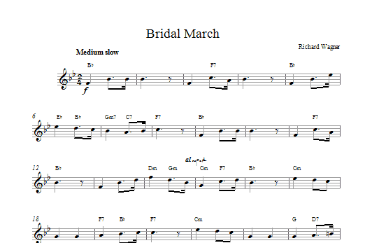 Richard Wagner Bridal March sheet music notes and chords arranged for Alto Sax Solo