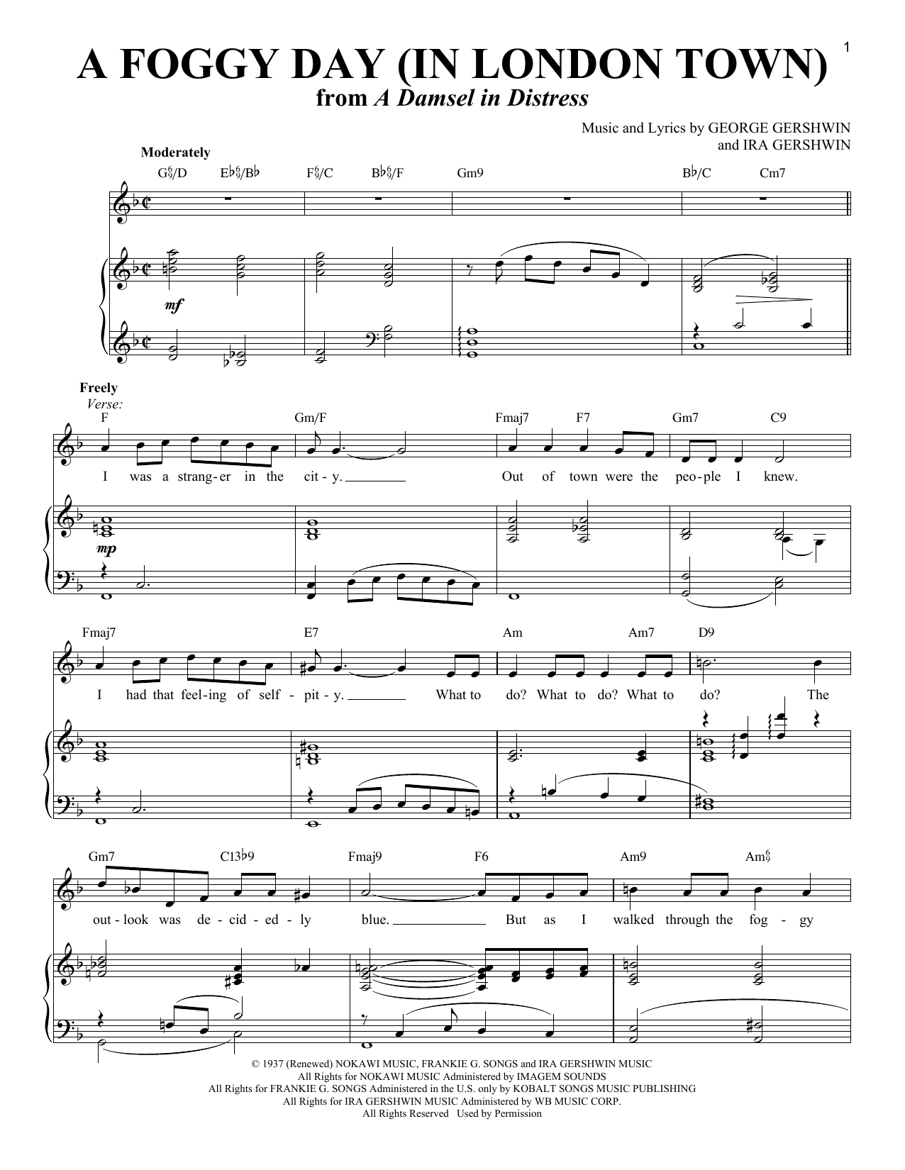 Richard Walters A Foggy Day (In London Town) sheet music notes and chords arranged for Piano & Vocal