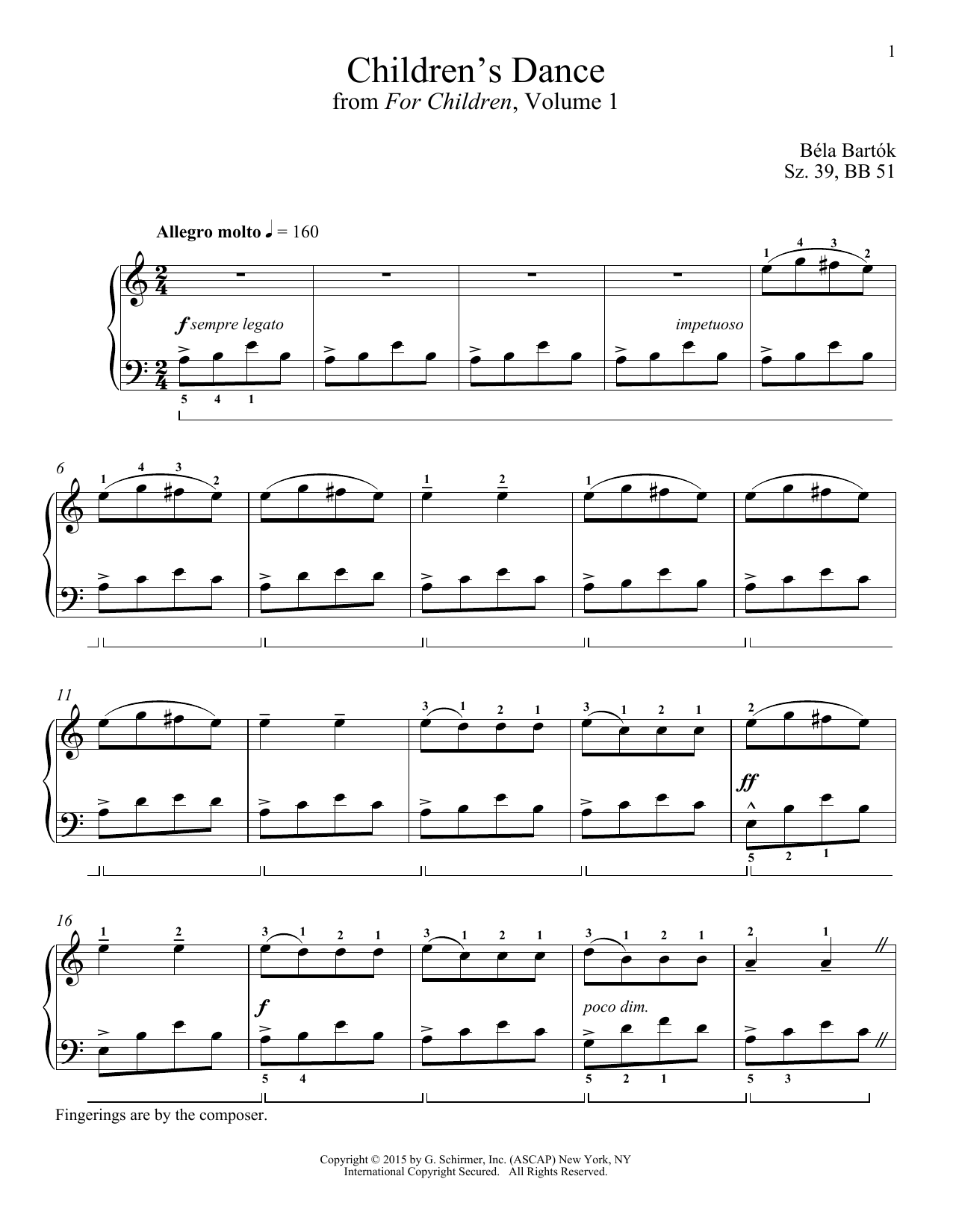 Richard Walters Children's Dance sheet music notes and chords arranged for Piano Solo