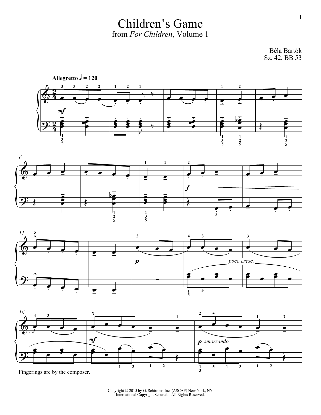 Richard Walters Children's Game sheet music notes and chords arranged for Piano Solo