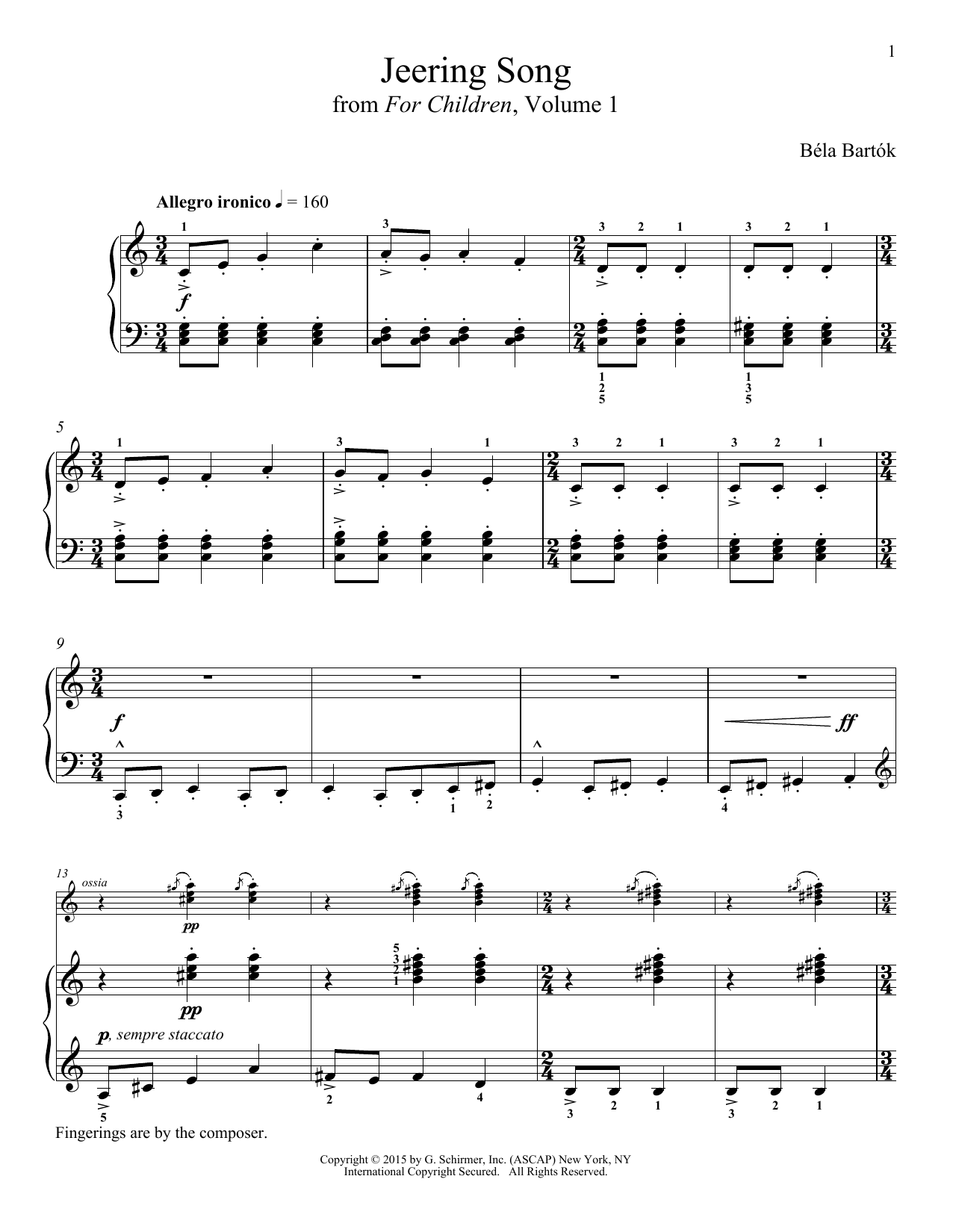 Richard Walters Jeering Song sheet music notes and chords arranged for Piano Solo